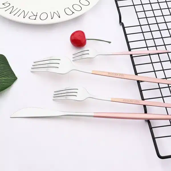 Dinnerware Pink Silver Silverware Cutlery Set Stainless Steel Luxury Flatware Home Fork Spoon Knife Kitchen Dinner Set Drop ship - Image 3