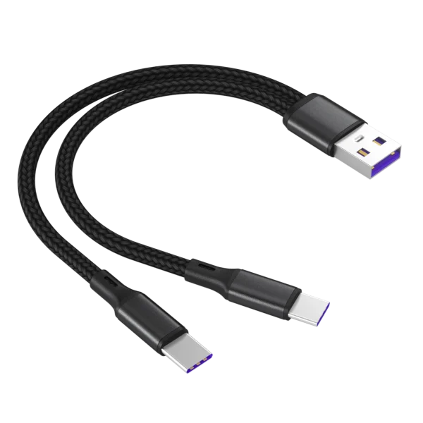 1m 2-in-1 Data Cable Type C Micro Fast Charging Cable Y Splitter 5A Fast Charging Cable for Samsung Huawei Xiaomi Wire Cords - Image 2