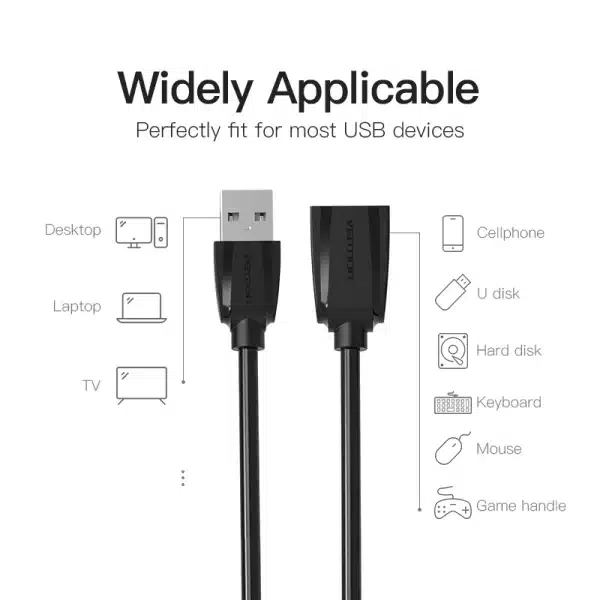 Vention USB 3.0 Extension Cable USB 2.0 Cable USB Male to Female Data Cord for Smart TV PS4 Xbox One PC USB 3.0 Extension Cable - Image 2