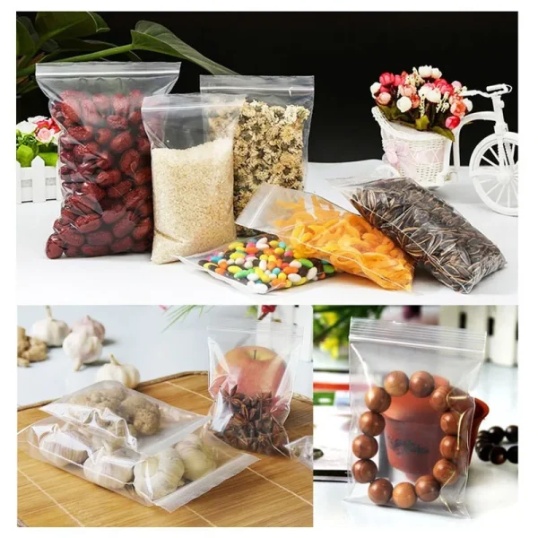 100pcs/pack Resealable Zip Lock Plastic Bags Transparent Zip Lock Bags Jewelry Candy Cookie Packaging Bag Plastic Poly Bags - Image 3