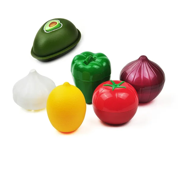 6-Pack Food Savers set for Avocado Onion Lemon Pepper Tomato Garlic Keeper Storage Container Kitchen Gadget