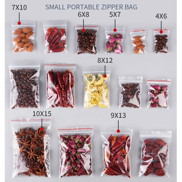 100pcs/pack Resealable Zip Lock Plastic Bags Transparent Zip Lock Bags Jewelry Candy Cookie Packaging Bag Plastic Poly Bags - Image 4