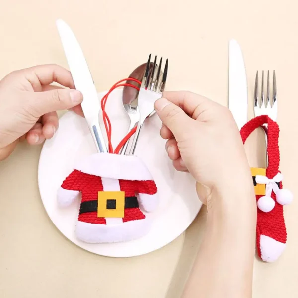 1/2/3 Set Chirstmas Tableware Holder Knife Fork Cutlery Set Skirt Pants New Year Cutlery Holder Christmas Decorations - Image 4