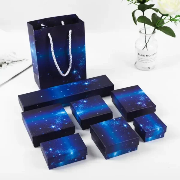 Blue Starry Sky Carton Jewelry Packaging Gift Box Ring Necklace Storage Gift Box Bracelet Box - Image 3