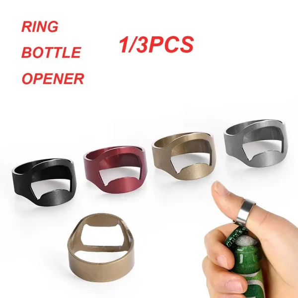 1/3PCS Unique Stainless Steel Bar Supplies Finger Ring Openers Beer Bottles Opener Gadgets Kitchen Tool - Image 5