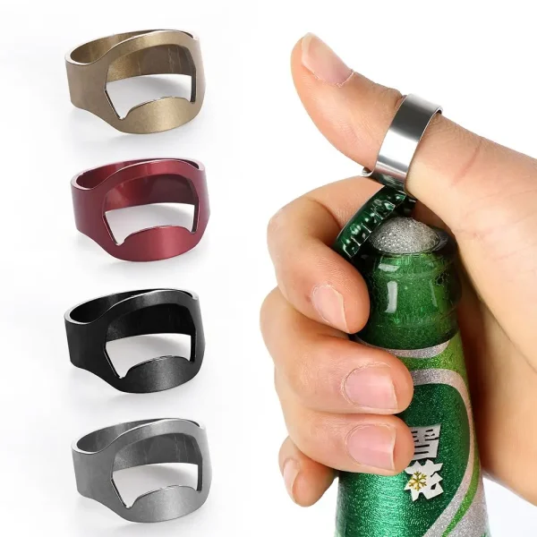 1/3PCS Unique Stainless Steel Home & Living Finger Ring Openers Kitchen Tool Gadgets Beer Bottles Opener