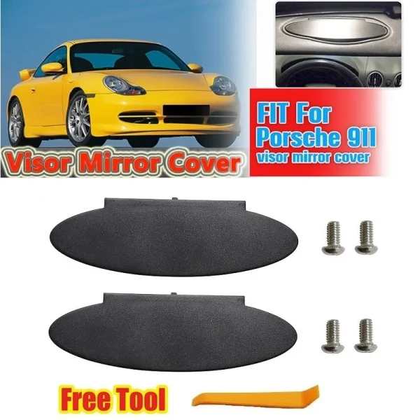 1/2Set Car Sun Visor Vanity Mirror Cover Black Replacement Parts Fit For Porsche 996 997 911 Carrera 986 Boxster 987 Cayman