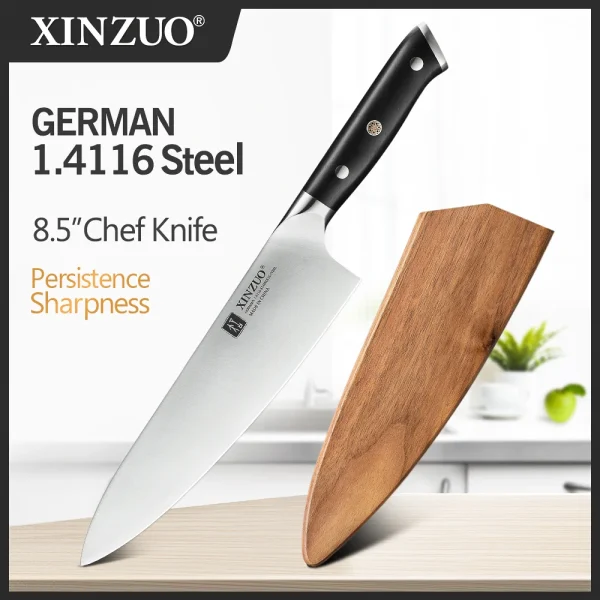 XINZUO 8.5'' Inch Chef Knife High Carbon Din 1.4116 Slicing Stainless Steel German Kitchen KnivesMeat Tools with Ebony Handle