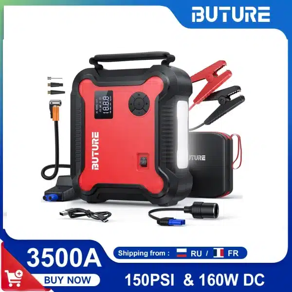 Buture 5 in 1 Car Jump Start Air Compressor 26800mAh Power Bank Portable Battery Booster Digital Tire Inflator with 160W DC Out