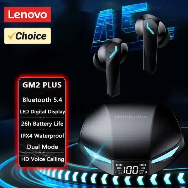 Original Lenovo GM2 Pro Max XT53 Bluetooth V5.4 Wireless Earphones HD Call IPX4 Earbuds Low Latency Dual Mode Gaming Headset