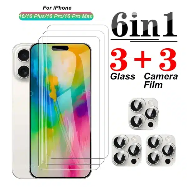 6in1 HD Protective Glass For iPhone 16 Pro Max 16 Plus Camera Glass For Apple iPhone16 16Pro Max 16plus 16＋ Screen Protectors