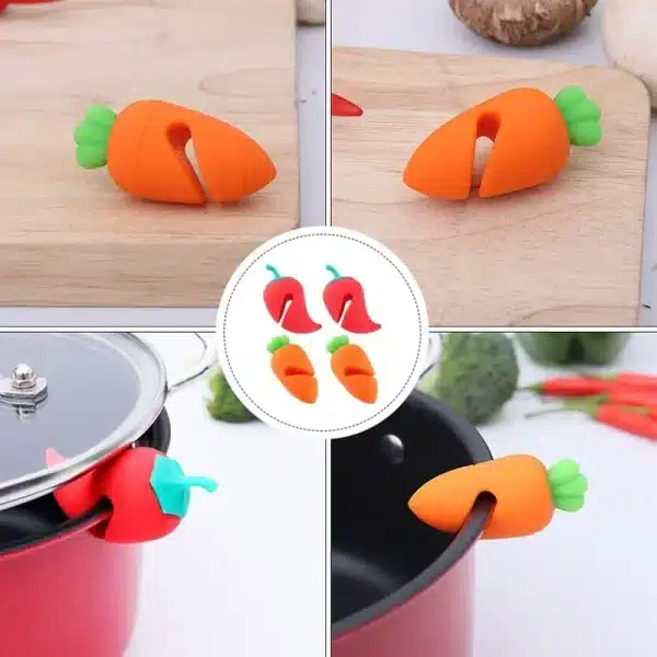 1pc Silicone Kitchen Gadget - Innovative Pot Lid Spill Stopper & Raised Lid Holder - Image 6