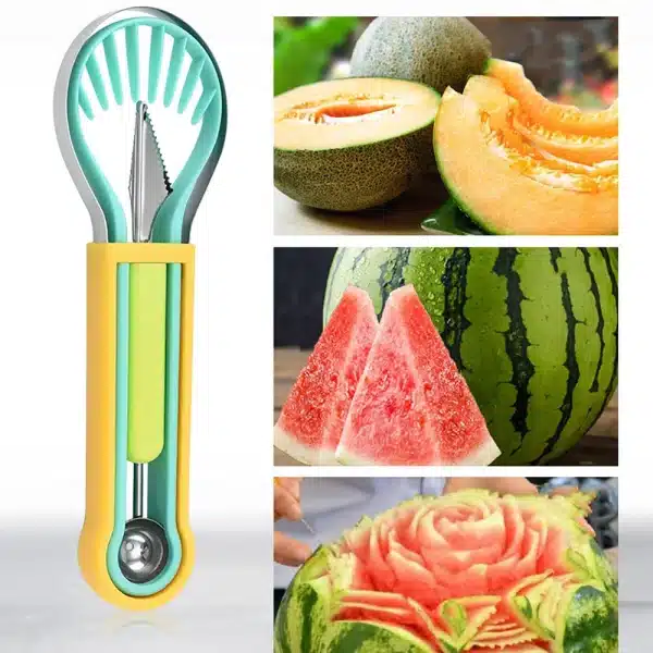 3 In 1 Fruit Ball Digger Carving Knife Kiwi Fruit Lemon Spoon Hami Melon Separating Cutter Portable Household Kitchen Gadget Set - Image 6