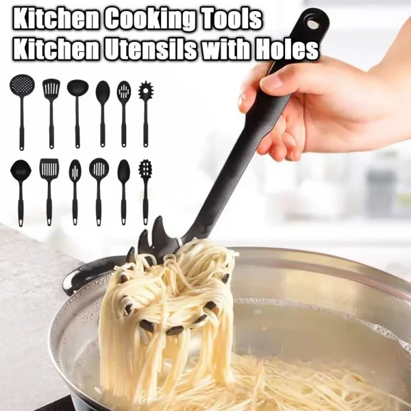 6Pcs/Set Cooking Utensils Dishwasher Safe BPA Free Heat-Resistant Non-stick Spatula Strainer Spoon Slotted Scoop Kitchen Gadgets