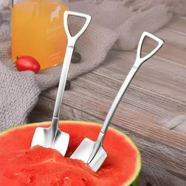 4PCS a Pack Stainless Steel Creative Coffee Shovel Ice Cream Dessert Retro Cute Square Head Spoon Tableware Set Kitchen Gadget - Image 2