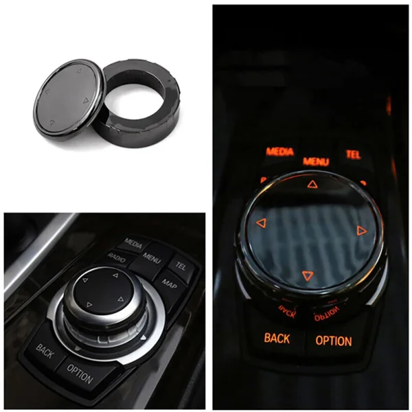 NEW Car Big Multi Media Knob Cover Trim ABS Black Button Interior Car Sticker for BMW F10 F20 F30 Auto Replacement Parts