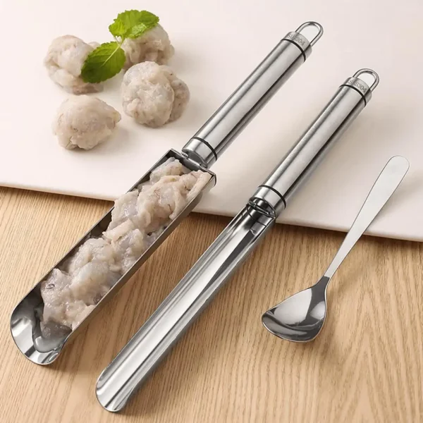 1 Set Meatball Mold Convenient Stainless Steel Meatball Maker with Spoon Kitchen Gadget for Household - Image 5