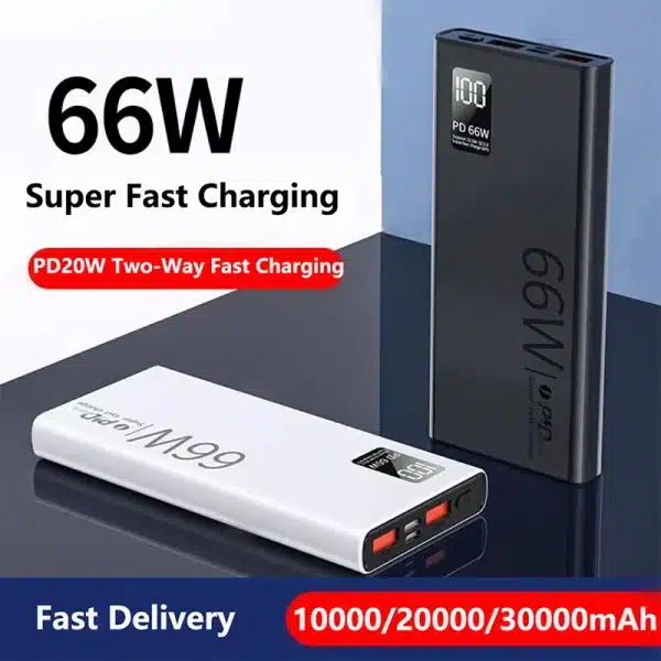 30000mAh Power Bank 66W Super Fast Charging For iPhone 15 14 Huawei P50 Xiaomi Samsung PD 20W External Battery Charger Powerbank