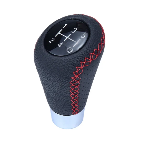 Universal Manual Leather Red Black Stitch Car Gear Stick Shift Knob Shifter Lever Pen Replacement Gearstick Car Interior Parts - Image 3