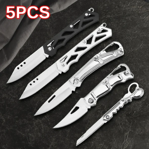 5PCS Pocket Folding Fruit Knife Set Stainless Steel Knife with Non-slip Handle for Kitchen Accessories Box Opener Utility Knife