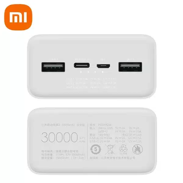 Xiaomi PowerBank 30000mAh PD18W PB3018ZM Fast Charging USB Type C Mi Powerbank 30000 Portable External Battery For Xiaomi 14