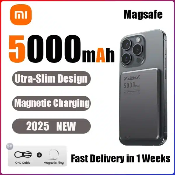 Xiaomi Ultra Slim 5000mAh Wireless Power Bank For Magsafe Fast Charging High Capacity External Battery For iPhone15/14/13/12