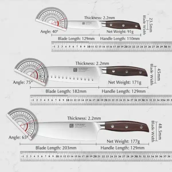 XINZUO 7PCS Kitchen Knife Set Forged German 1.4116 Stainless Steel Sharp Chef Santoku Paring Cleaver Kitchen Scissors Tool Set - Image 2