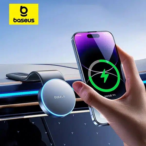 Baseus Magnetic Bendable Car Mobile Phone Holder Wireless Charger Phone Holder for iPhone 12-16 Samsung Dashboard Center Console