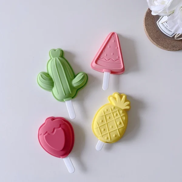 4 Piece Set Cute Household Silicone Ice Cream Mold Homemade Children's Popsicle Ice Cream Sorbet Home Gadget Kitchen Accessories