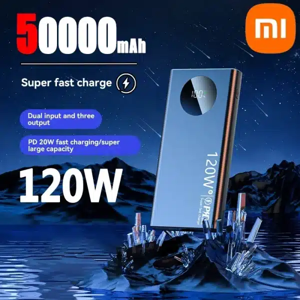 Xiaomi 120W Fast Charging 50000mAh Portable Power Bank Mobile Phone Accessory External Battery Compatible with iPhone Samsung