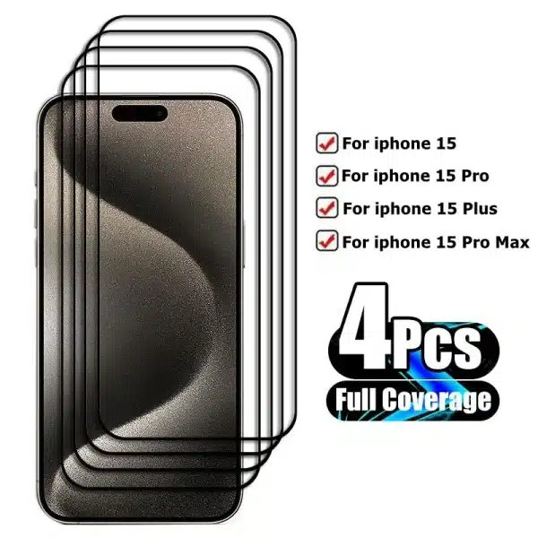 4Pcs Glass For iPhone 15 Pro Max Tempered Glass iPhone 15 Pro Max Screen Protector HD Phone Film iPhone 15 Pro Max