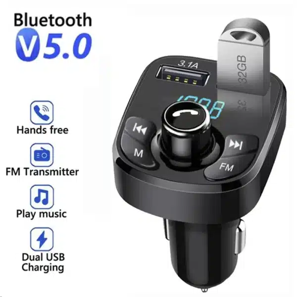 FM Transmitter Car Wireless Bluetooth 5.0 FM Radio Modulator Car Kit 3.1A USB Car Charger Handsfree Aux Audio MP3 Player