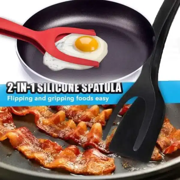 2-in-1 Kitchen Accessories Kitchen Gadget Sets Omelette Spatula Kitchen Silicone Spatula For Toast Pancake Egg Flip Tongs Cocina - Image 4