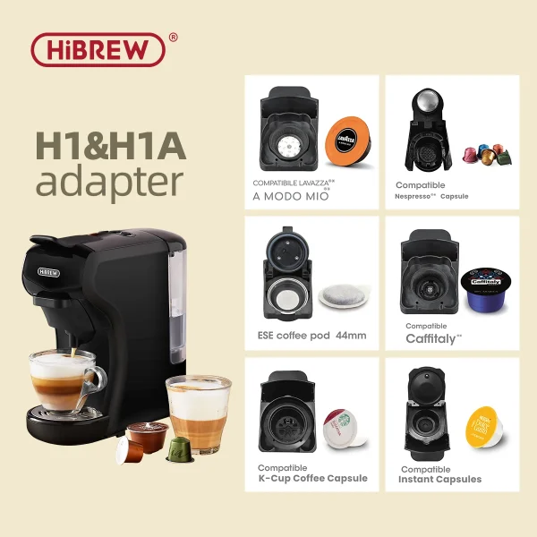 HiBREW H1A Coffee Machine Capsule adapter system parts for lavazza blue or lavazza modo mio or ESE pod(44 mm) or Caffitaly