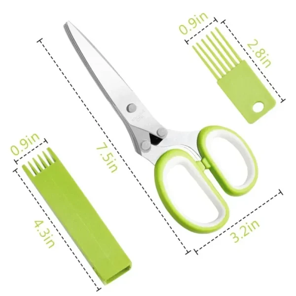 Multifunctional 5 Layers Stainless Steel Knives Kitchen Scissors Scallion Cutter Herb Laver Spices Cook Cut Shredders & Slicers - Image 3