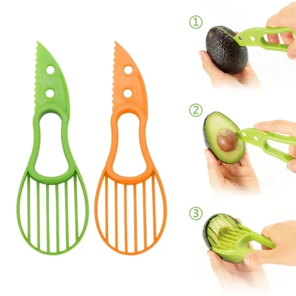 3 In 1 Avocado Slicer Shea Corer Butter Fruit Peeler Cutter Pulp Separator Plastic Knife Kitchen Vegetable Tools