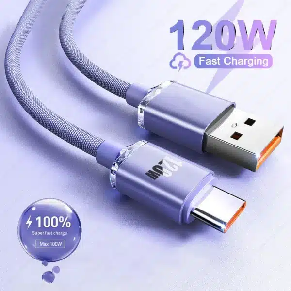 120W Fast Charge USB Type C Quick Charge Cable For Xiaomi Redmi Note 14 Fast Charging Cable For Huawei Honor OnePlus POCO OPPO