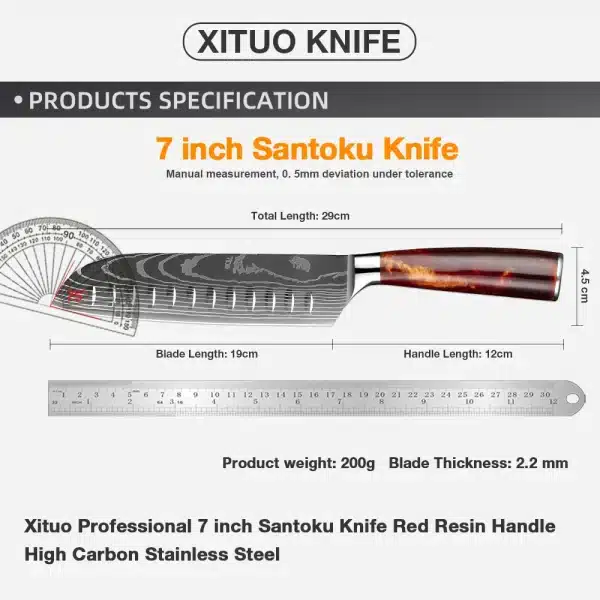 XITUO 7 Inch Santoku Knife Japanese Laser Damascus Stainless Steel Kitchen Knives Meat Cleaver Fruit Professional Chef's Tools - Image 2