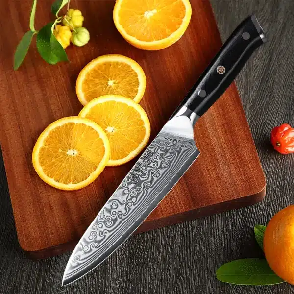 F.YOUNG 5 Inch Kitchen Utility Knife 67 Layer Damascus Steel Chef Fruit Peeling Knife Vegetable Knife Kitchen Tools G10 Handle - Image 3