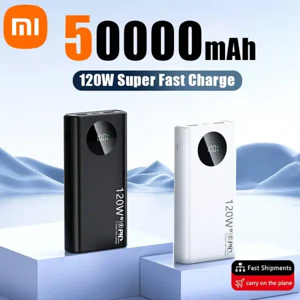 Xiaomi 120W Fast Charging Powerbank 50000mAh High Capacity Power Bank Portable Battery Charger For iPhone Samsung Huawei Gift