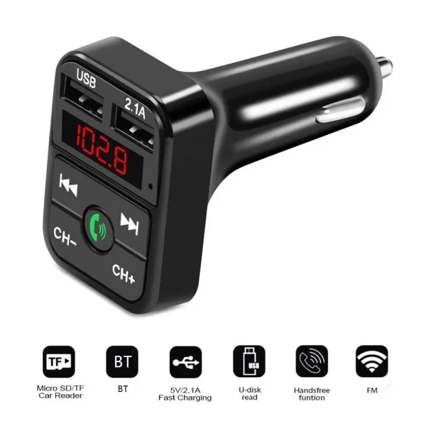 Dual USB Handsfree Wireless Bluetooth Car FM Transmitter Auto Radio MP3 Player USB 2.1A Car Charger Phone Charger