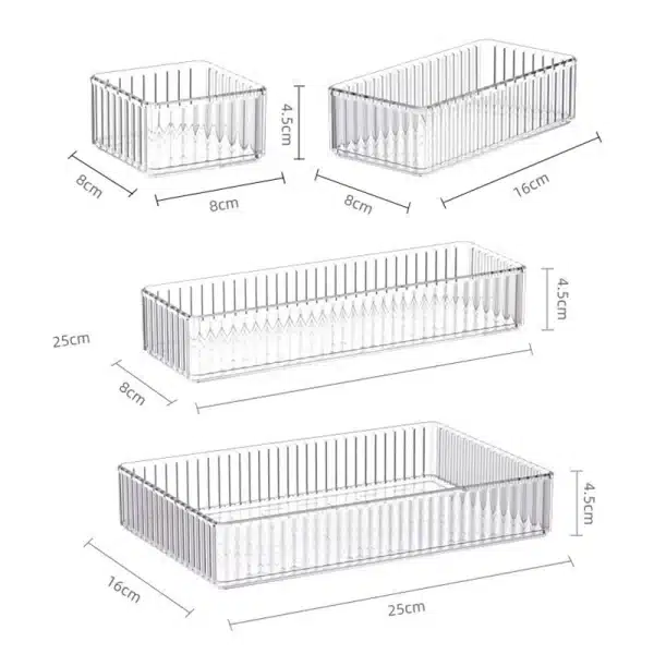 Household Desk Drawer Organizers Set Plastic Bathroom Storage Makeup Organizer Clear Transparent Storage Box Bins Kitchen Gadget - Image 4