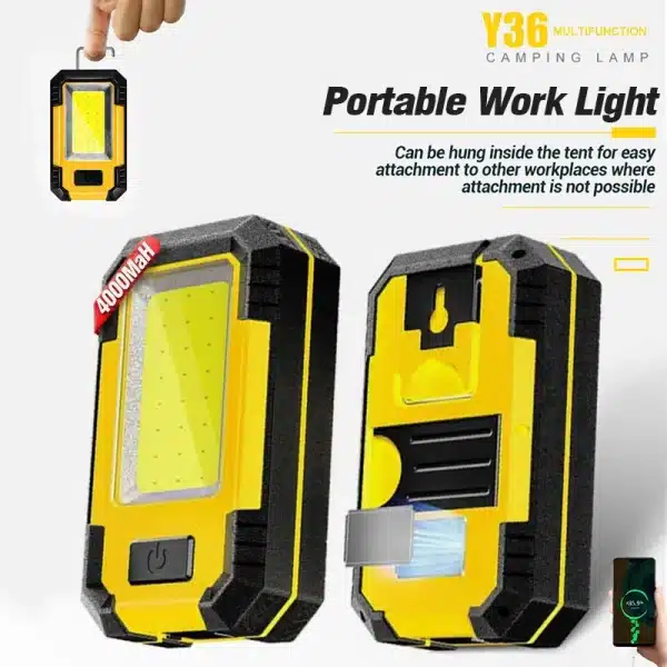 Rechargeable LED Flashlight Multifunctional Portable Torch COB Work Light with Magnet Outdoor Camping Lantern Power Bank