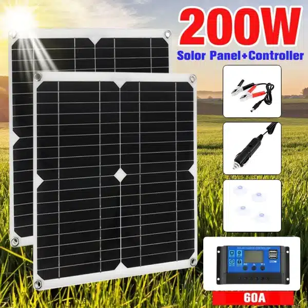 200W Solar Panel Kit With 30-60A Controller DC 18V Portable Solar Power Charger for Bank Battery Camping Car Boat RV Solar Plate