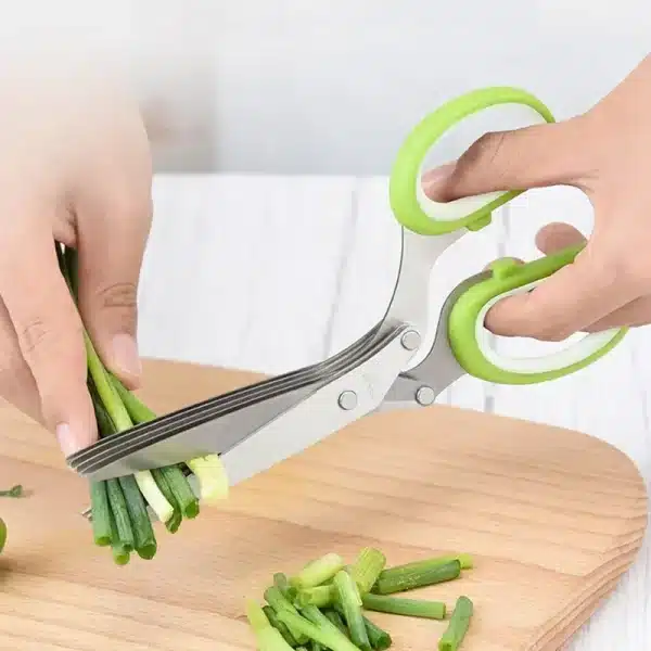 Multifunctional 5 Layers Stainless Steel Knives Kitchen Scissors Scallion Cutter Herb Laver Spices Cook Cut Shredders & Slicers - Image 5