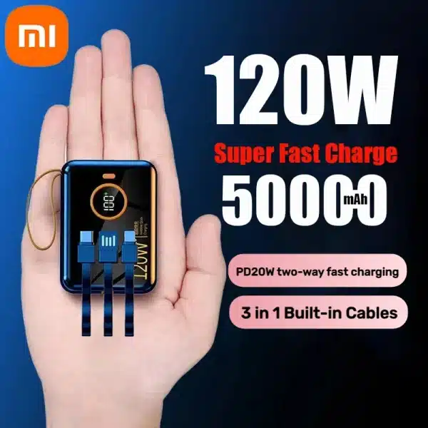 Xiaomi 50000mAh High Capacity 120W Fast Charging Power Bank Portable Charger Battery Pack Powerbank for iPhone Huawei Samsung