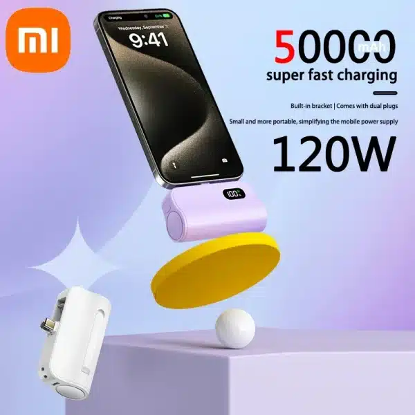 Xiaomi Capsule Power Bank 50000mAh Pocket Power Bank 120W Fast Charge Portable Mini Power Bank Suitable for iPhone and Android