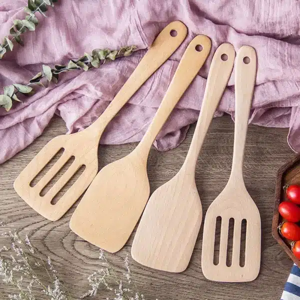 Natural Wooden Slotted Spatula Pancake Kitchen Gadgets Long Handle Wood Spatula Cooking Tools Utensils Cookware - Image 2