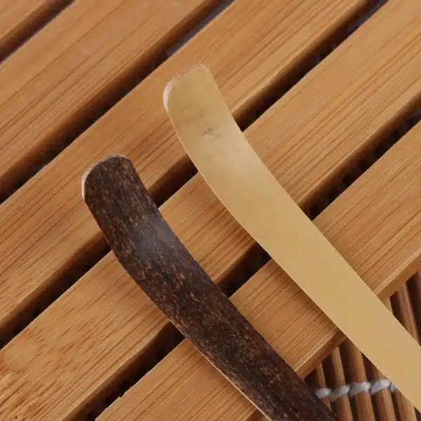 Tea Shells Kitchen Tool Spice Gadget Guide Black Bamboo Wood Tea Sticks Leaf Spatula Matcha Spoon - Image 3