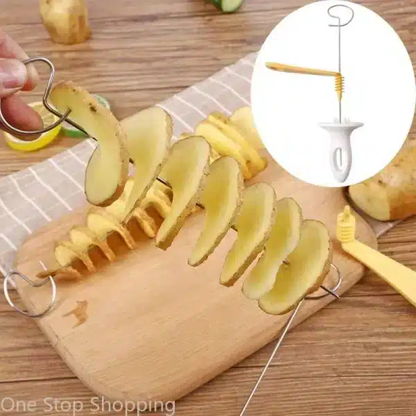 Spiralizer Chips Maker with 4 Stainless Steel Sticks Tornado Spiral Screw Chips Potato Cutter Manual Twisted Potato Slicer - Image 2